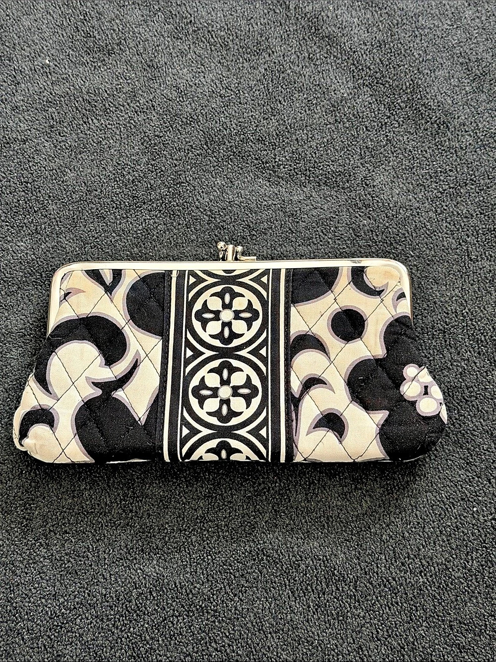 Vera Bradley Night & Day Double Kisslock Clutch Wallet Black & Cream